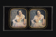 Thumbnail preview of stereo portrait of a woman in a light colored…