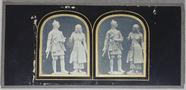 Thumbnail af Stereo view, depicting two statues, a warrior…