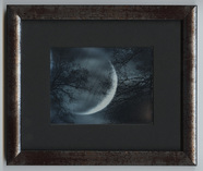 Thumbnail preview van Crescent moon with trees. Photographed from a…