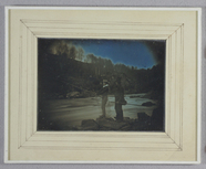 Thumbnail preview van Landscape view of a man and a boy, fishing. T…