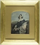 Thumbnail preview of Studio portrait of women sitting in armchair …