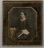 Thumbnail af Portrait of an unknown woman, holding a book …