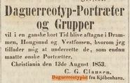 Thumbnail preview of C.G. Clausens annonse om portrettering i Dram…