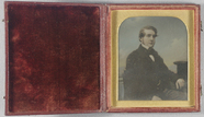 Thumbnail preview of Half length portrait of a young man, his left…