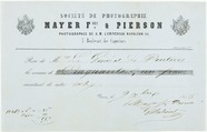 Esikatselunkuvan Invoice of 'Société de Photographie Mayer Frè… näyttö