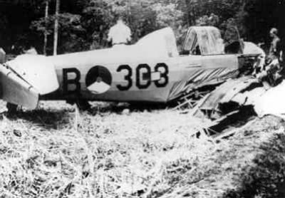 Crash van Wackett trainer B.308, Eerste Opleiding School op Kalid Djati, West Java, Indonesië aug. 1948