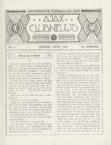 Clubnieuws Ajax (vanaf 1916) 1924-04-01