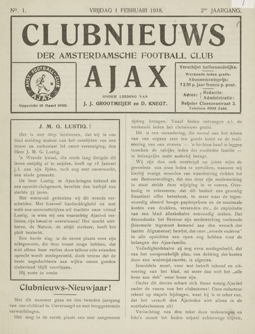 Clubnieuws Ajax (vanaf 1916) 1918-02-01