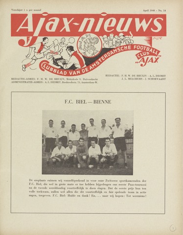 Clubnieuws Ajax (vanaf 1916) 1948-04-01
