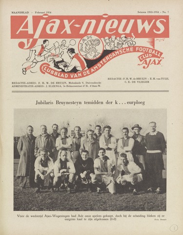 Clubnieuws Ajax (vanaf 1916) 1954-02-01
