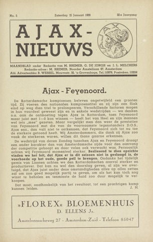 Clubnieuws Ajax (vanaf 1916) 1939-01-21