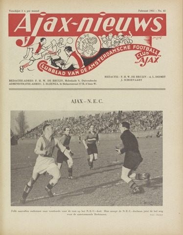 Clubnieuws Ajax (vanaf 1916) 1951-02-01