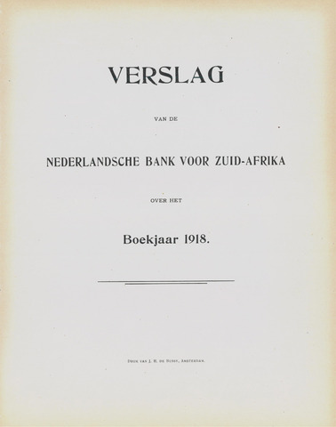 Nederlandsche Bank voor Zuid-Afrika 1918