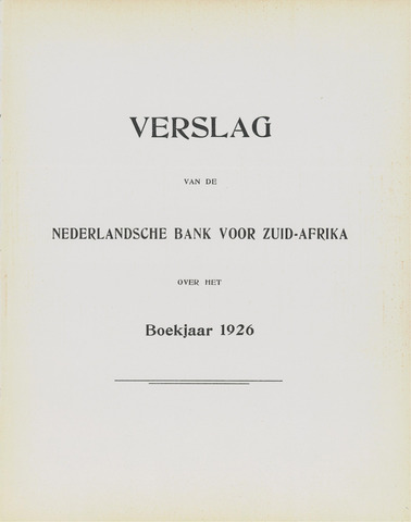 Nederlandsche Bank voor Zuid-Afrika 1926