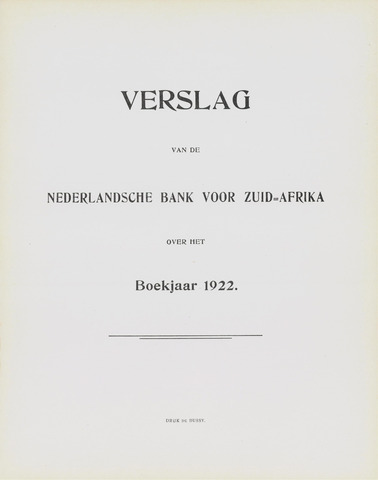 Nederlandsche Bank voor Zuid-Afrika 1922
