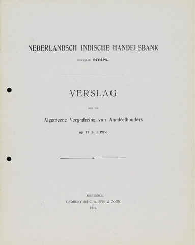 Nederlandsch-Indische Handelsbank 1918