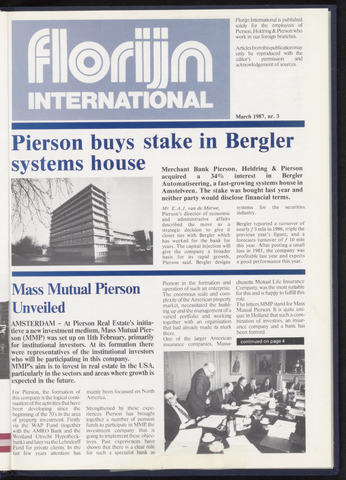 Pierson, Heldring & Pierson - Florijn International 1987-03-01
