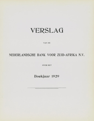 Nederlandsche Bank voor Zuid-Afrika 1929