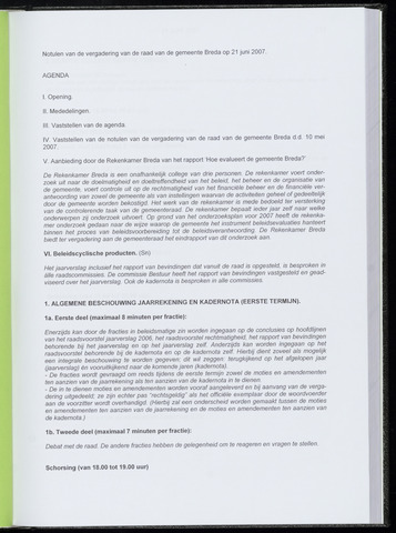 Breda - Notulen van de gemeenteraad 2007-06-21