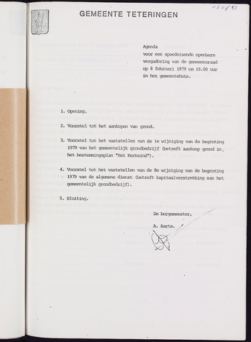 Teteringen - Notulen en bijlagen van de gemeenteraad 1979-02-08