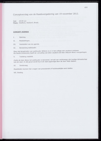 Breda - Notulen van de gemeenteraad 2012-11-19