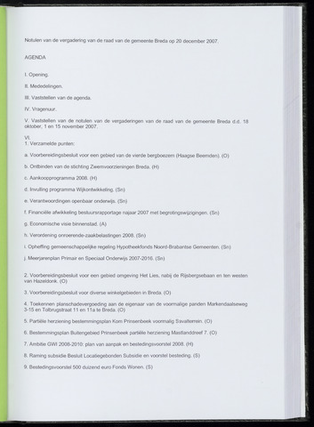 Breda - Notulen van de gemeenteraad 2007-12-20