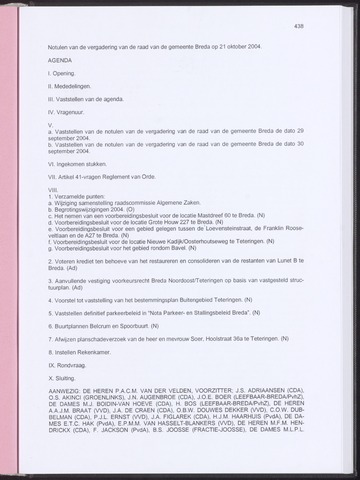 Breda - Notulen van de gemeenteraad 2004-10-21