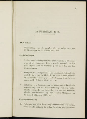 Breda - Notulen van de gemeenteraad 1946-01-01