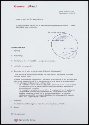 Breda - Bijlagen bij de notulen van de gemeenteraad 2014-03-27