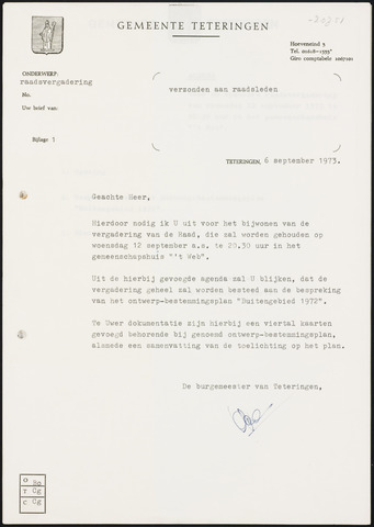 Teteringen - Notulen en bijlagen van de gemeenteraad 1973-09-12