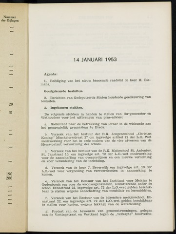 Breda - Notulen van de gemeenteraad 1953
