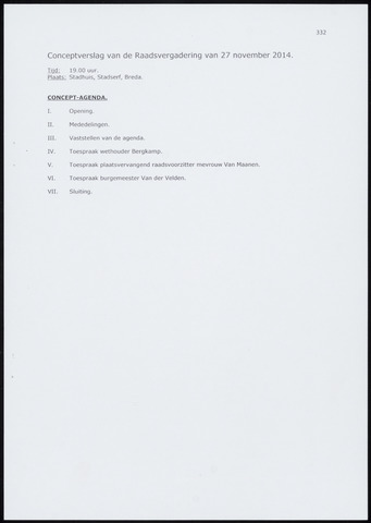 Breda - Notulen van de gemeenteraad 2014-11-27