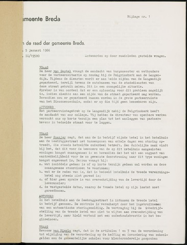 Breda - Bijlagen bij de notulen van de gemeenteraad 1966