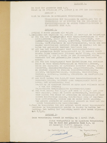 Prinsenbeek - Bijlagen bij de notulen van de gemeenteraad 1948
