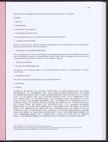 Breda - Notulen van de gemeenteraad 2004-06-17