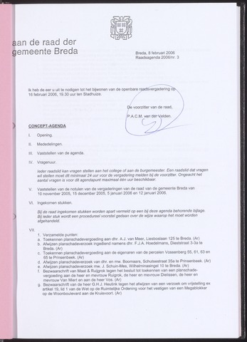 Breda - Bijlagen bij de notulen van de gemeenteraad 2006-02-08