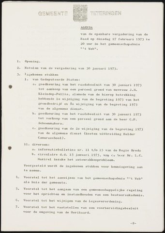 Teteringen - Notulen en bijlagen van de gemeenteraad 1973-02-27