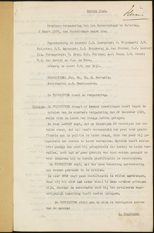 Ginneken en Bavel - Notulen van de gemeenteraad 1929