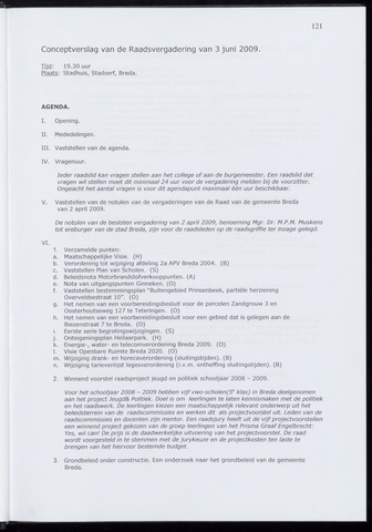 Breda - Notulen van de gemeenteraad 2009-06-03