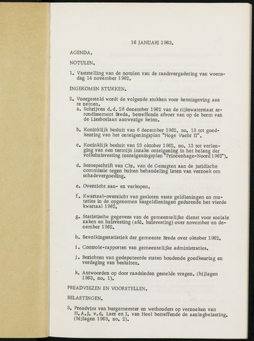 Breda - Notulen van de gemeenteraad 1963-01-01