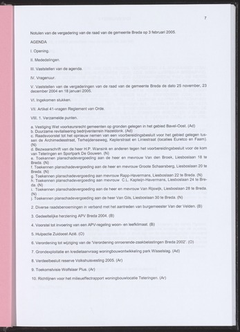 Breda - Notulen van de gemeenteraad 2005-02-03