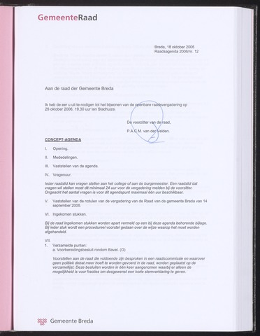 Breda - Bijlagen bij de notulen van de gemeenteraad 2006-10-26