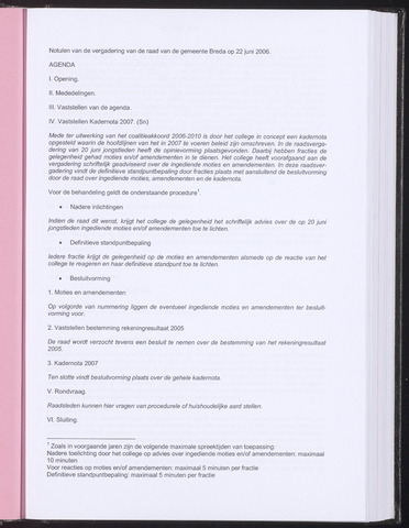 Breda - Notulen van de gemeenteraad 2006-06-22