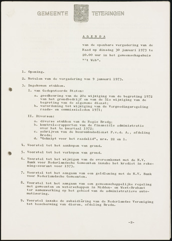 Teteringen - Notulen en bijlagen van de gemeenteraad 1973-01-30