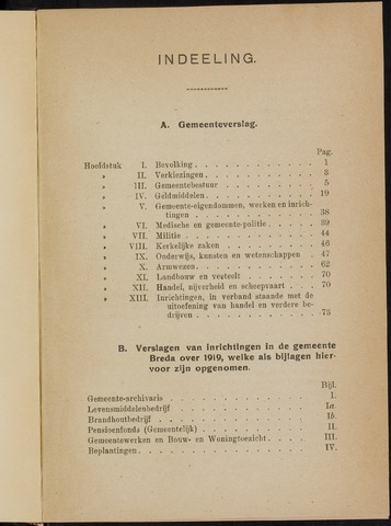 Breda - Verslagen van de toestand van de gemeente 1919