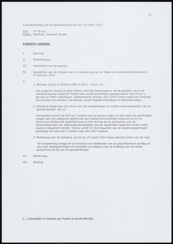 Breda - Notulen van de gemeenteraad 2014-03-26