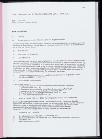 Breda - Notulen van de gemeenteraad 2012-05-31