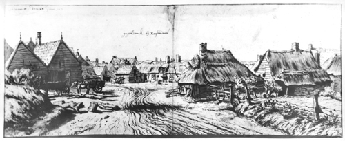 Fotoreproductie van Barnardus Klotz, De buurtschap Gageldonk bij Roosendaal; fotoreprod. van tekening