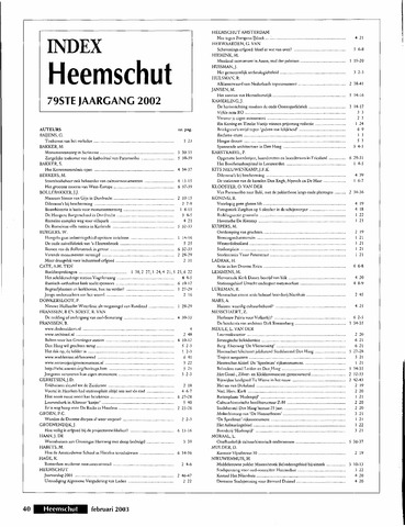 Index Heemschut 1947-2002 2002-01-01