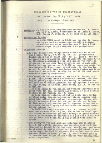 Raadsnotulen 1954-04-22